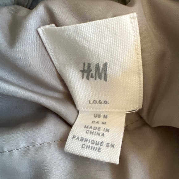 H&M Winter Coat Cozy Parka With Faux Fur Hood Pockets Sage Green Women's Sz M - Picture 9 of 11